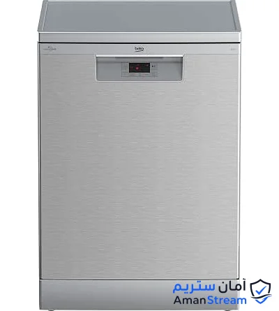 غسالة أطباق من بيكو، 5 برامج، 14 فرد، 60 سم - لون فضي، شاشة LED - نصف حمولة + نظافة مكثفة + تلميع بالبخار